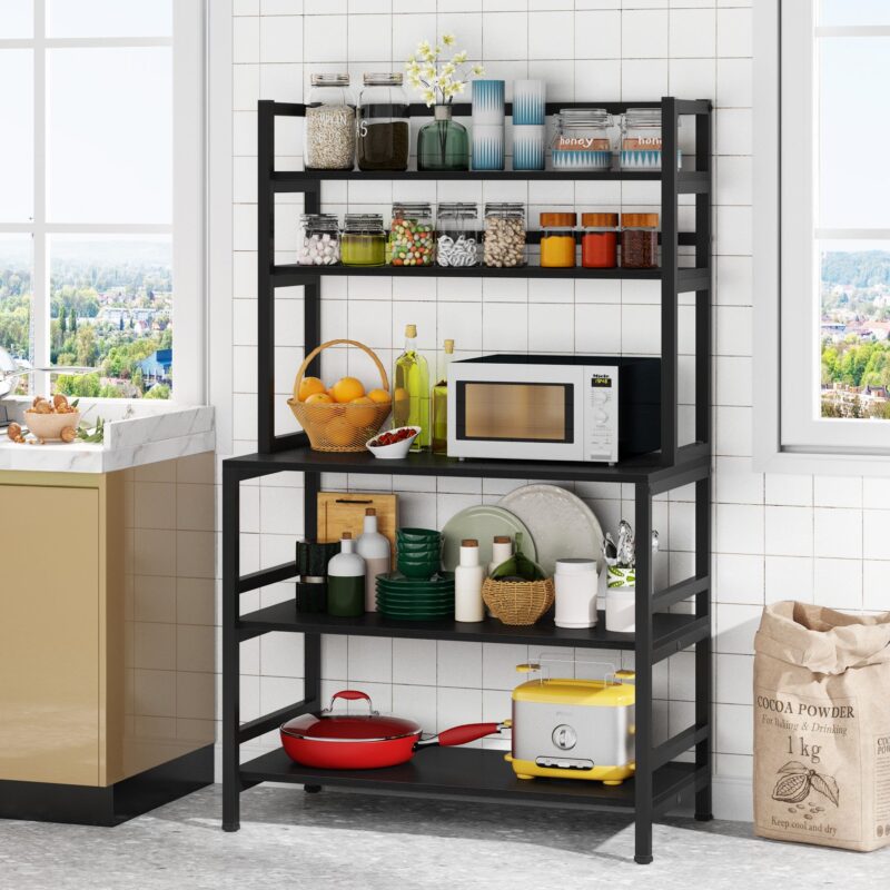 Kitchen Baker's Rack, 5-Tier Microwave Oven Stand with Hutch - Image 3