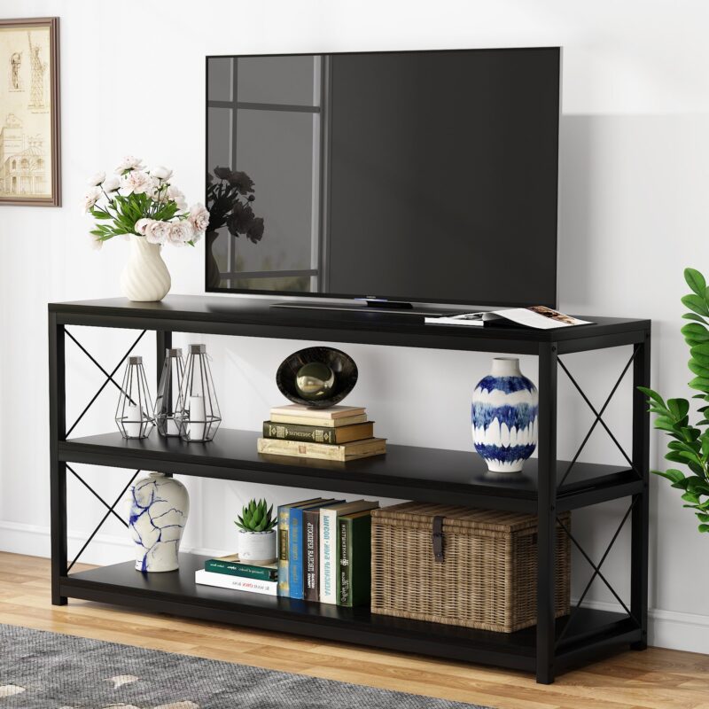 Console Sofa Table with Open Shelf, Industrial TV Stand - Image 10