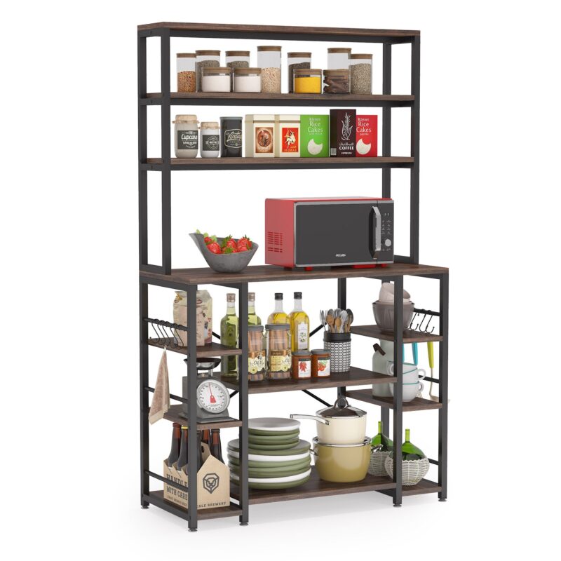 Kitchen Baker's Rack, 6-Tier Utility Kitchen Storage Shelf with Hutch