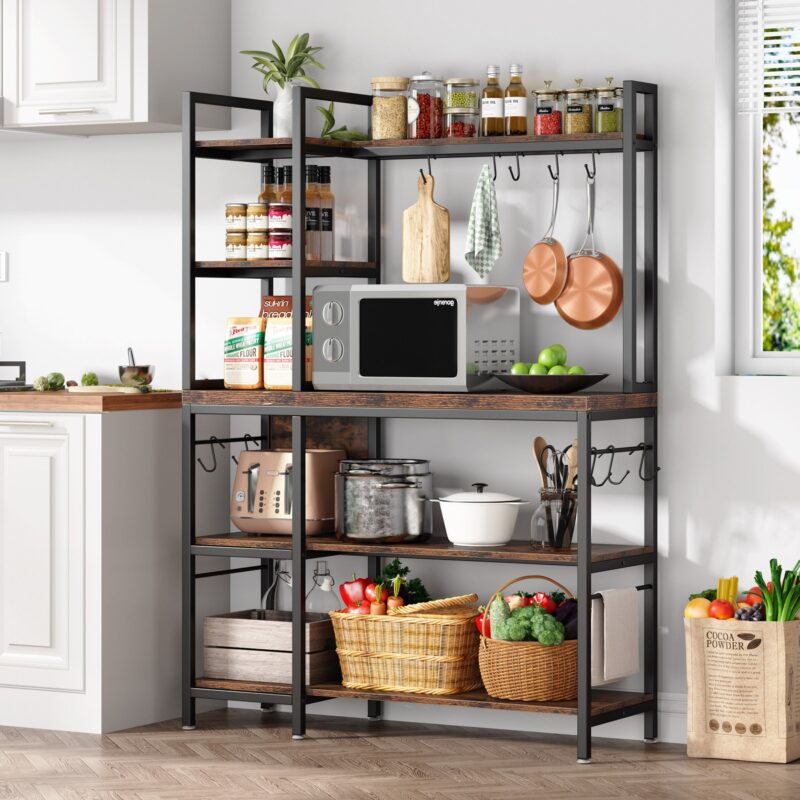 Kitchen Baker's Rack, 5-Tier Utility Storage Shelf with Hutch - Image 3