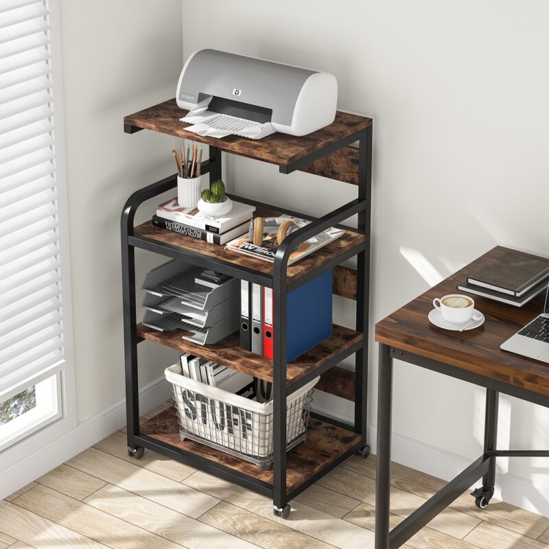 Printer Stand, Rolling Printer Table Stand Storage Rack - Image 4