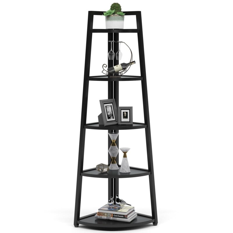 Corner Shelf, 70" Tall Corner Ladder Shelf Small Bookshelf - Image 9