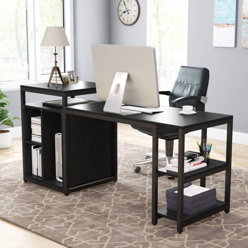 Computer Desk, Home Office Desk with Storage Shelf & Cabinet - Image 3