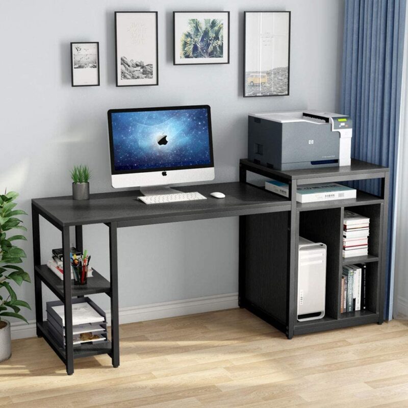 Computer Desk, Home Office Desk with Storage Shelf & Cabinet - Image 2