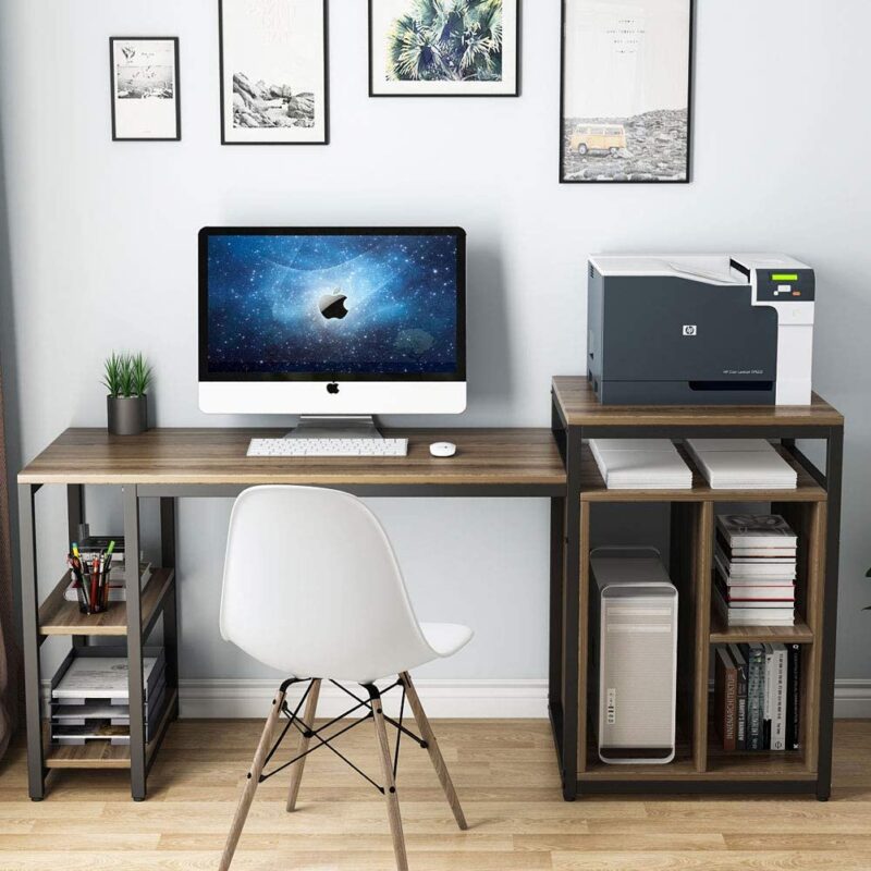 Computer Desk, Home Office Desk with Storage Shelf & Cabinet - Image 6