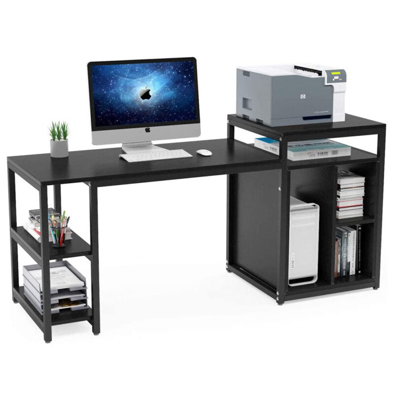 Computer Desk, Home Office Desk with Storage Shelf & Cabinet