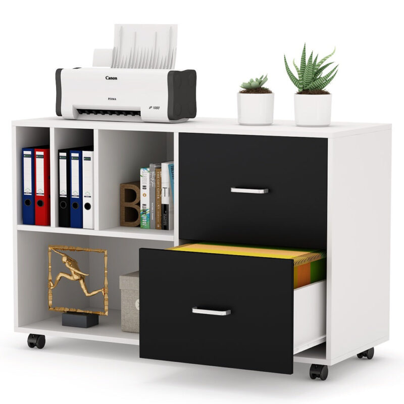 File Cabinet, Mobile Lateral File Cabinet with 2 Drawers