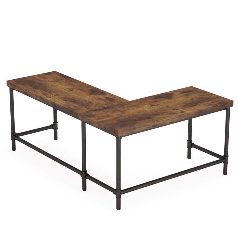 L-Shaped Desk, 67" Industrial Reversible Computer Corner Desk - Image 2