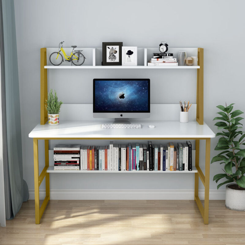 Computer Desk, Heavy Duty Writing Desk with Hutch & Bookshelf - Image 4