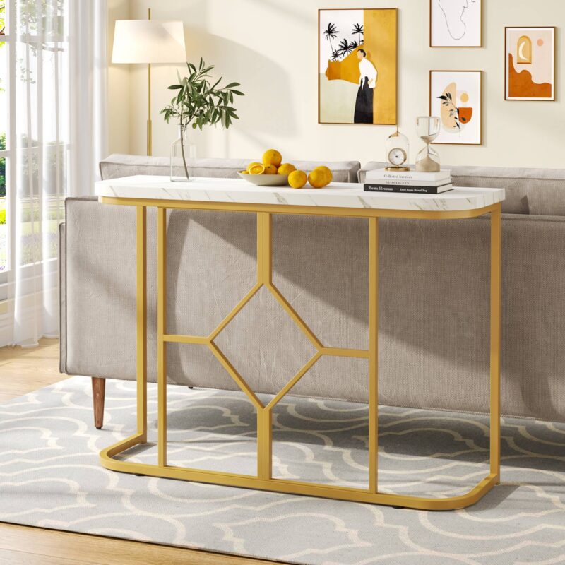 Console Table, 42.5 Inch Modern Faux Marble Entryway Table - Image 4