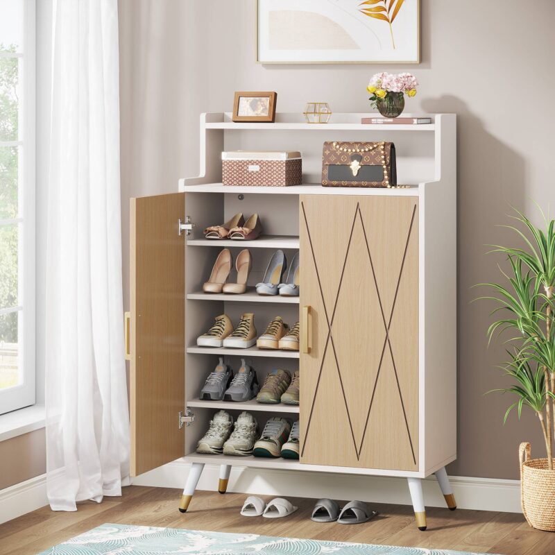 6 -Tier Shoe Rack Cabinet with Doors & Adjustable Shelves - Image 3