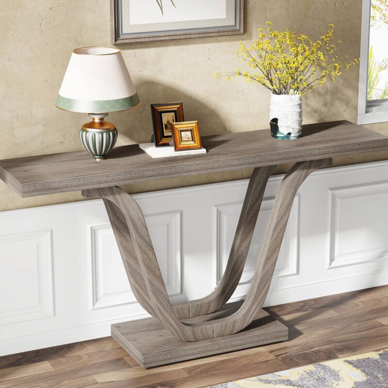 Console Table, 55 Inch Farmhouse Sofa Table Hallway Table - Image 4