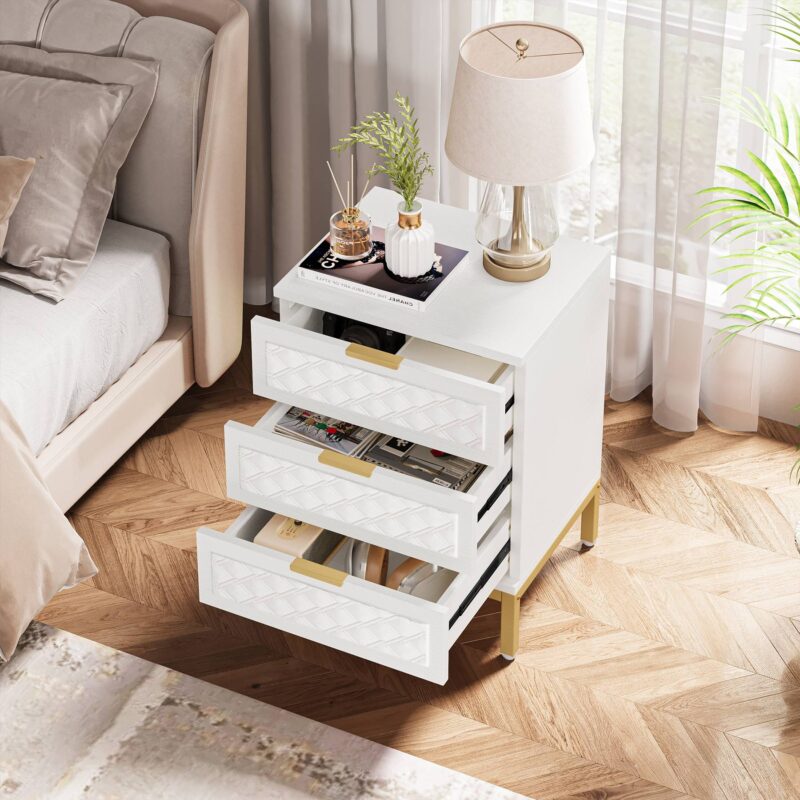 Nightstand, 3-Drawer Modern Beside Table End Table - Image 5