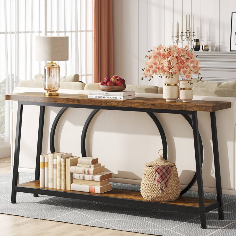 Console Table, 70.9" Sofa Entryway Table with 2 Open Storage Shelves - Image 3