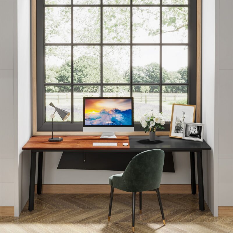 Executive Desk, 70" Computer Desk Home Office Table for Study Work - Image 4