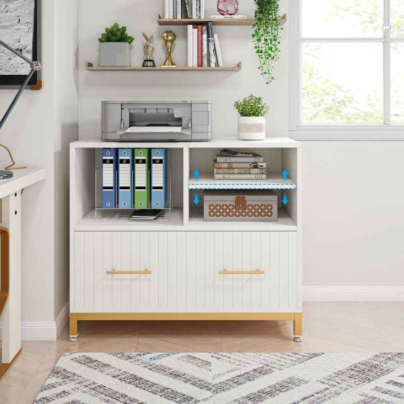 File Cabinet, Lateral Printer Stand with Drawer & Open Storage Spaces - Image 4