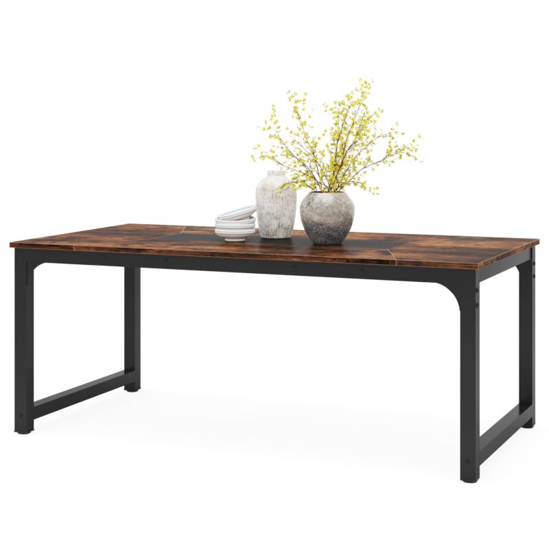 Dining Table, Industrial Kitchen Table with Metal Frame - Image 7