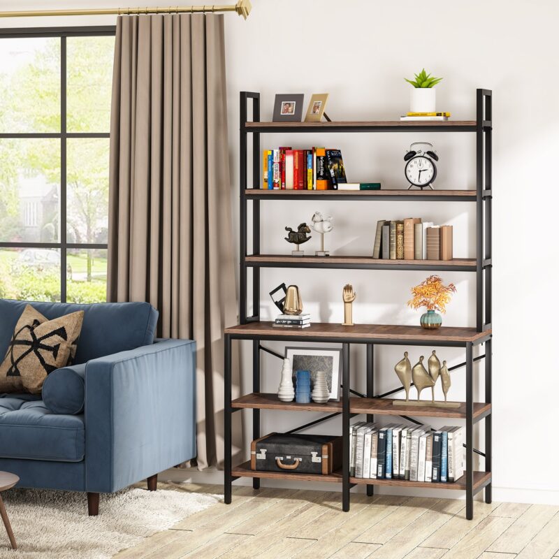 Bookshelf, 6-Tier Standing Etagere Bookcase Storage Rack - Image 8