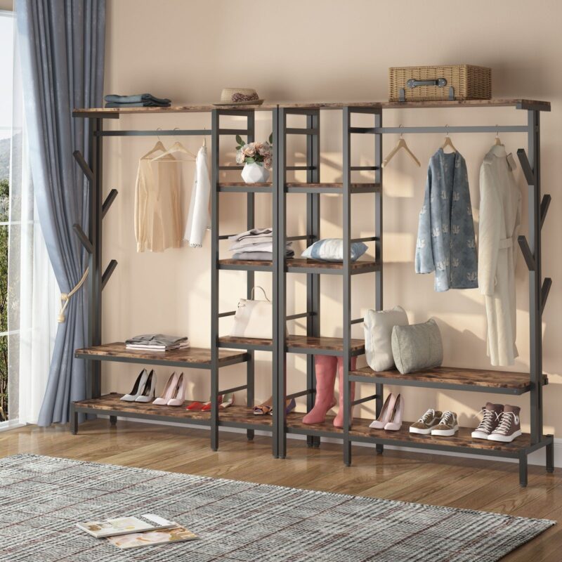 Freestanding Closet Organizer, Garment Rack with 4-Tier Shelves - Image 5