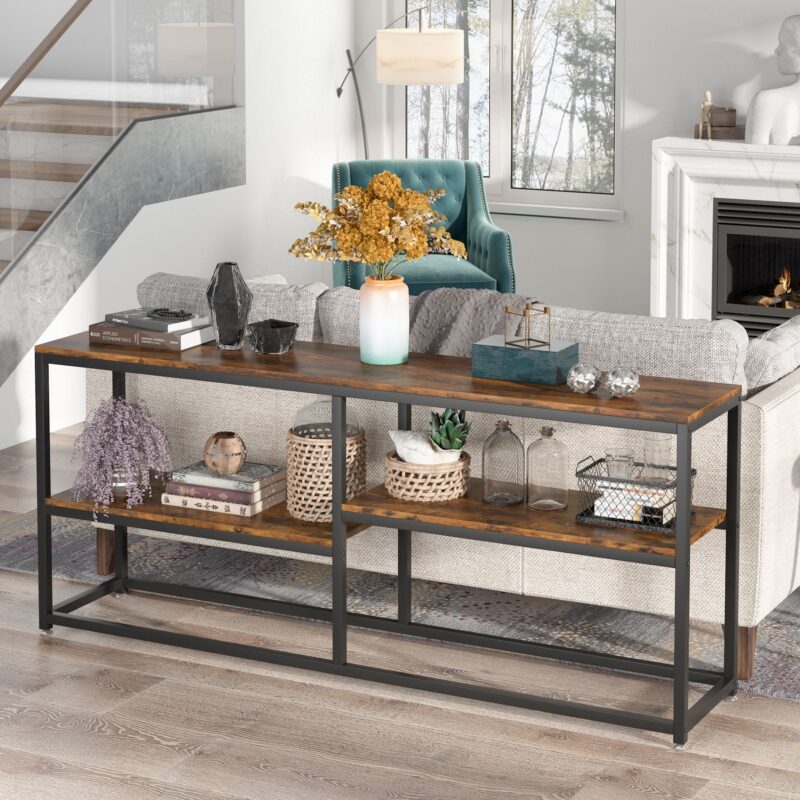 Console Table, 70.9 inch Extra Long Sofa Table with Storage Shelves - Image 3