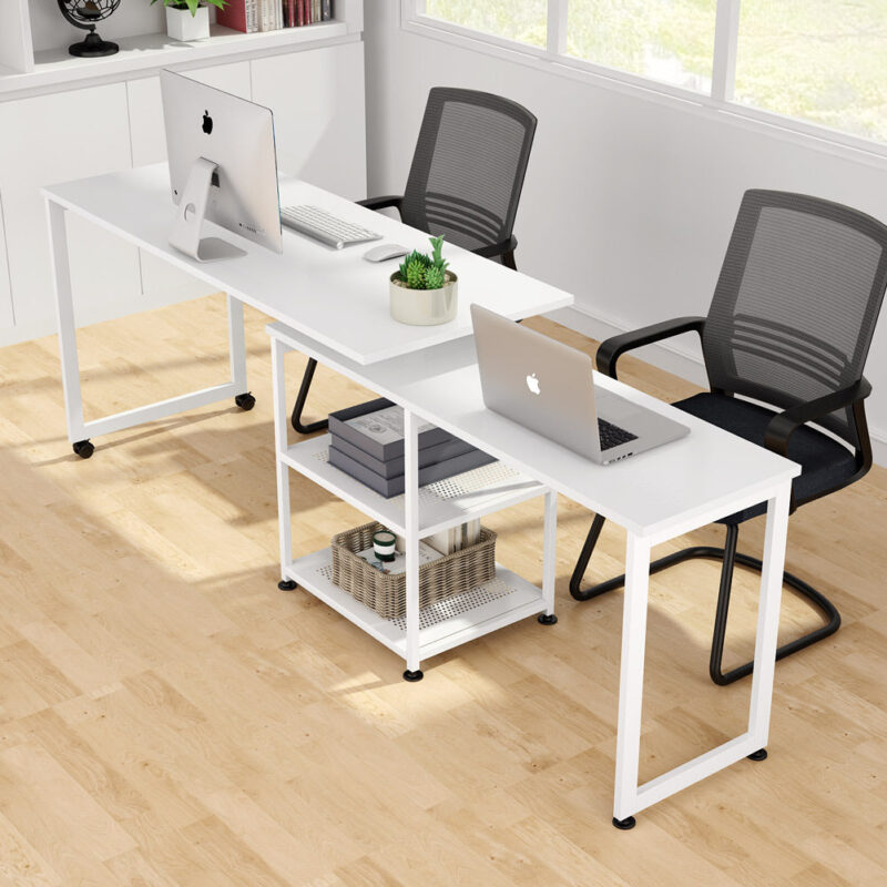 Rotating Desk, 360° Rotating Reversible L-Shaped Corner Desk - Image 4