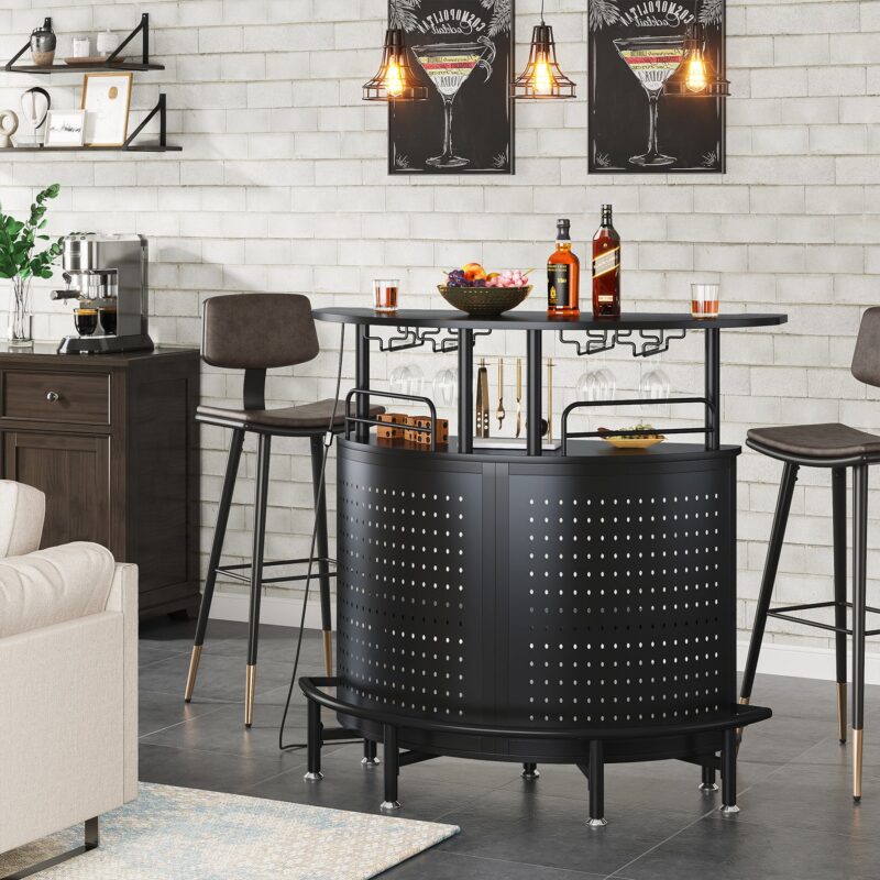 Smart Bar Unit with Led Lights, 3-Tier Liquor Bar Table - Image 3