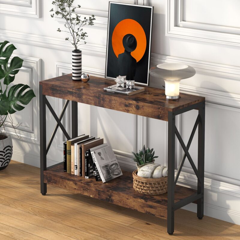 Console Table,  Narrow Sofa Entryway Table with Storage Shelf - Image 2