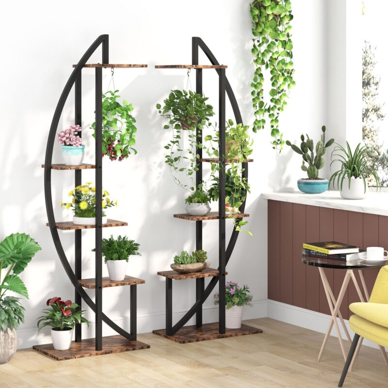 Plant Stand, 5-Tier Curved Flower Display Shelf Pack of 2 - Image 10