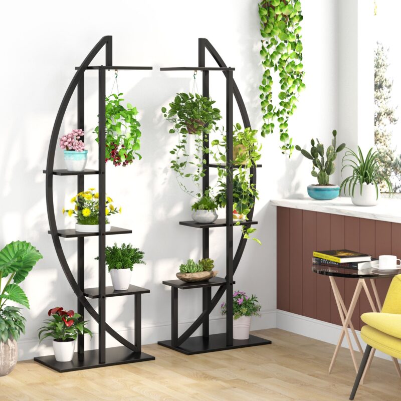 Plant Stand, 5-Tier Curved Flower Display Shelf Pack of 2 - Image 12