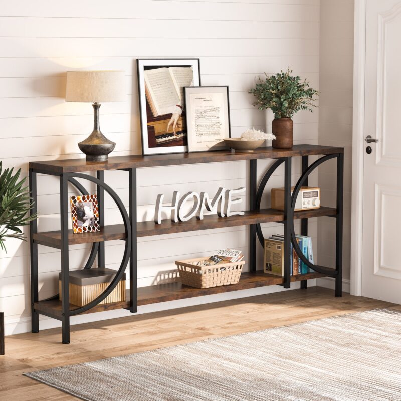 Console Table, 70.86" Sofa Entryway Table with 3 Tier Storage Shelves - Image 5