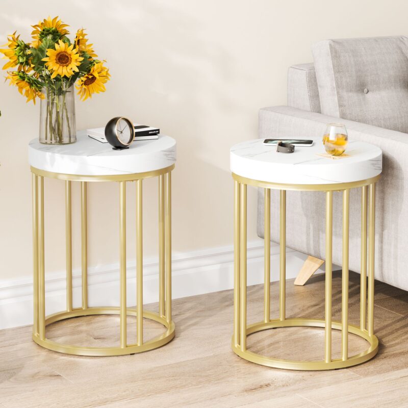 End Table, Modern Round Side Table, Small Nightstand - Image 10