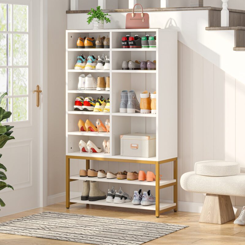 Shoe Cabinet, Freestanding Shoe Rack with 10 Adjustable Compartments - Image 3