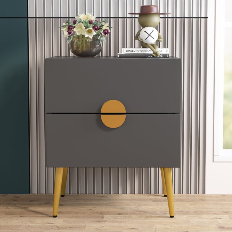 Nightstands, Modern Bedside Table with 2 Drawers - Image 2