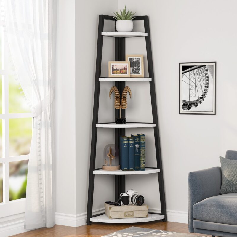 Corner Shelf, 70" Tall Corner Ladder Shelf Small Bookshelf - Image 14