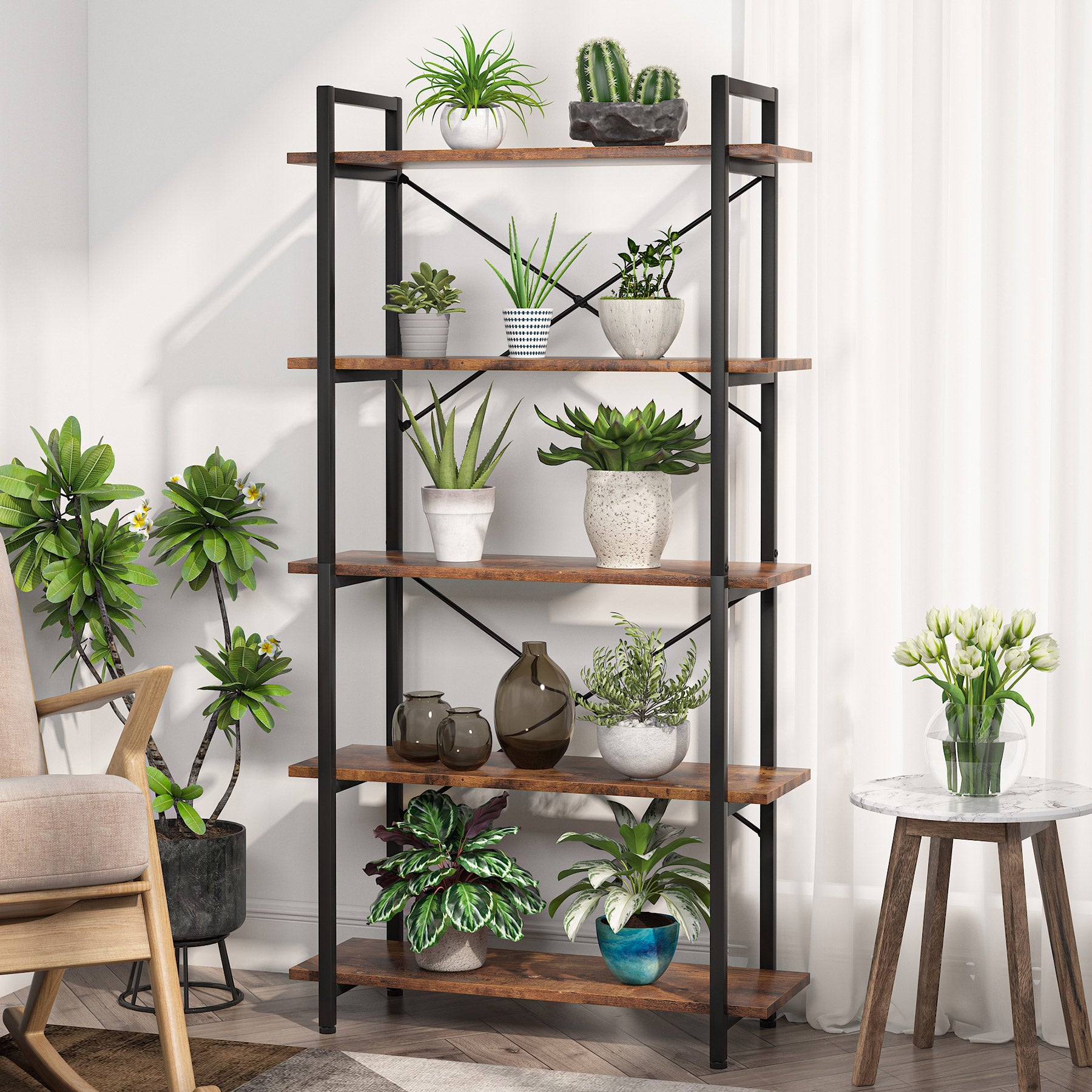 Bookshelf, 5 Tier Bookcase Display Shelf Unit – MecaWorks – EGYPT