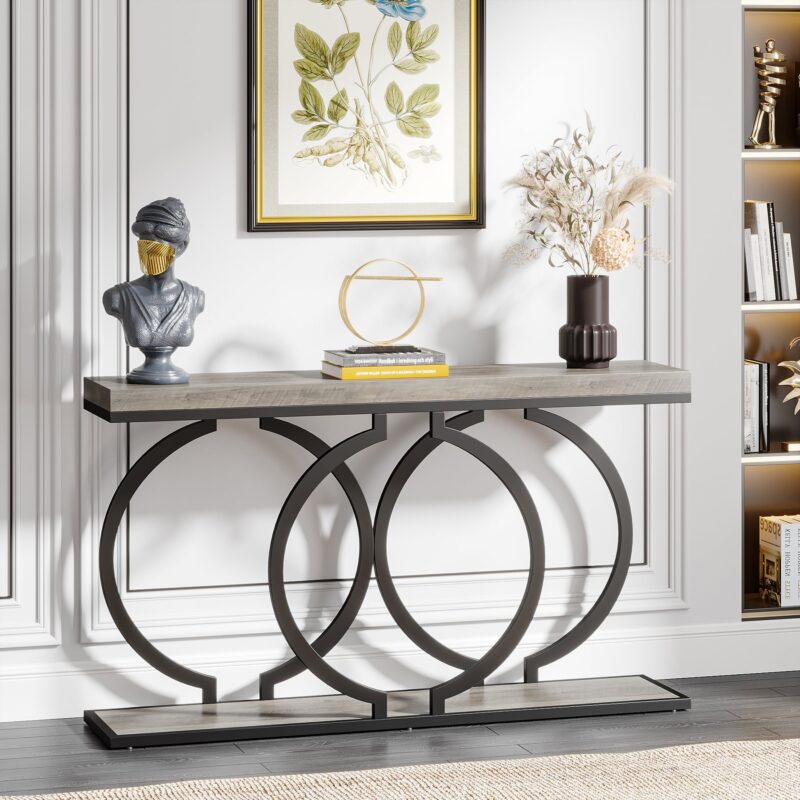 Console Table, 55 inch Faux Marble Entryway Sofa Table - Image 8