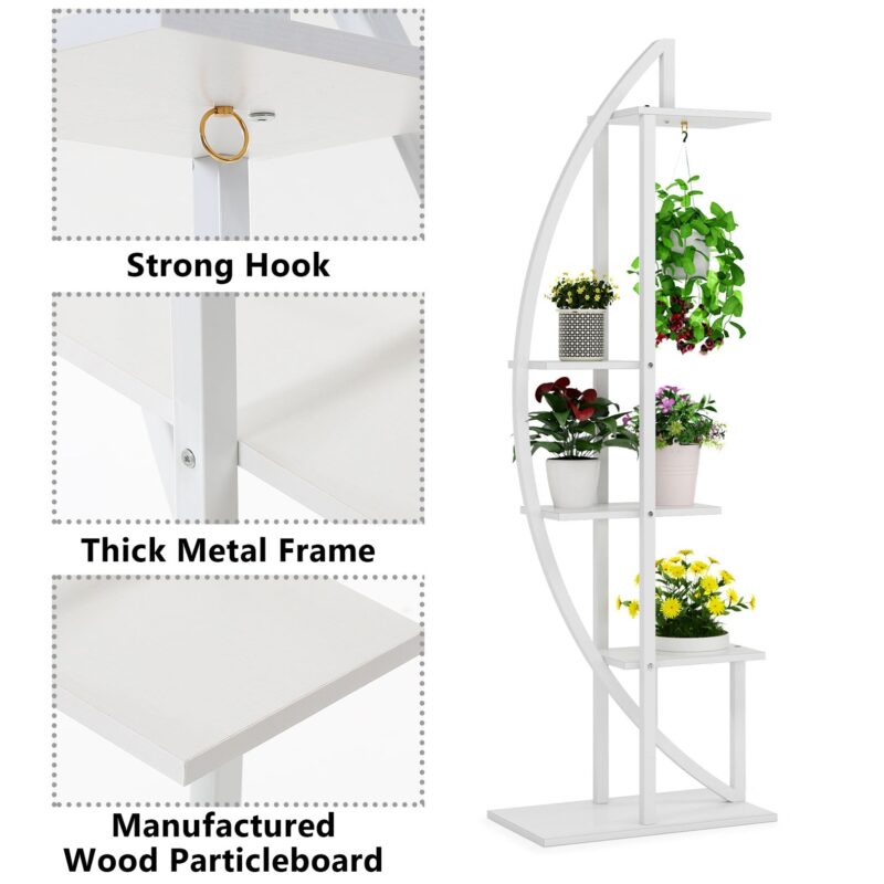 Plant Stand, 5-Tier Curved Flower Display Shelf Pack of 2 - Image 6