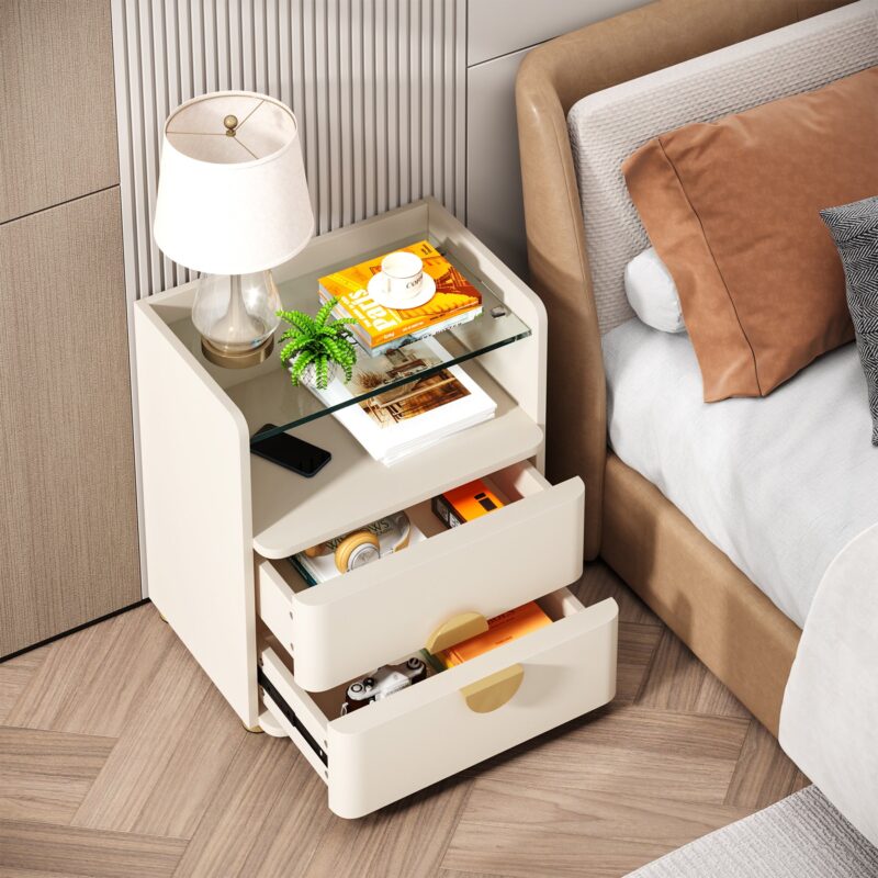 Nightstand, 2-Drawer Modern Bedside Table with Open Storage - Image 5