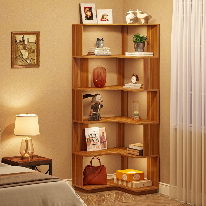 Corner Bookshelf, 6-Tier Corner Bookcase Display Rack - Image 4