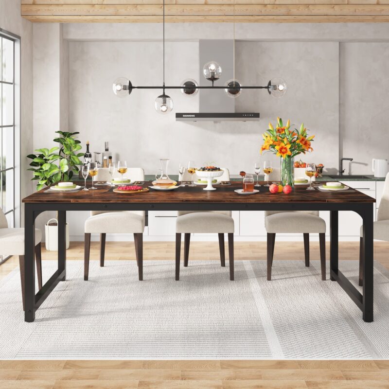 Dining Table, Industrial Kitchen Table with Metal Frame - Image 4