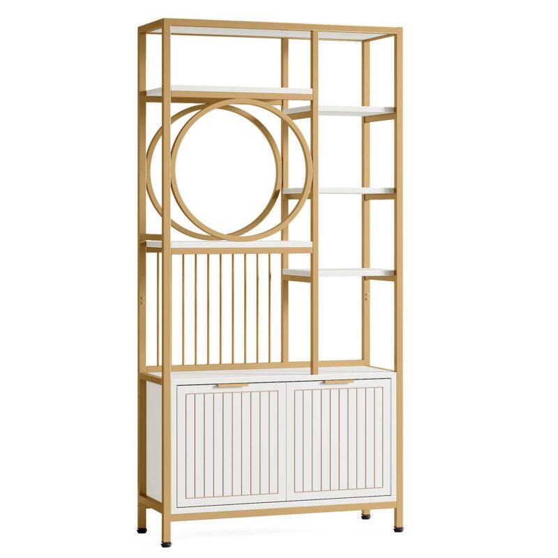 Bookshelf, 74.8" Modern  Etagere Bookcase with Storage Cabinet - Image 2