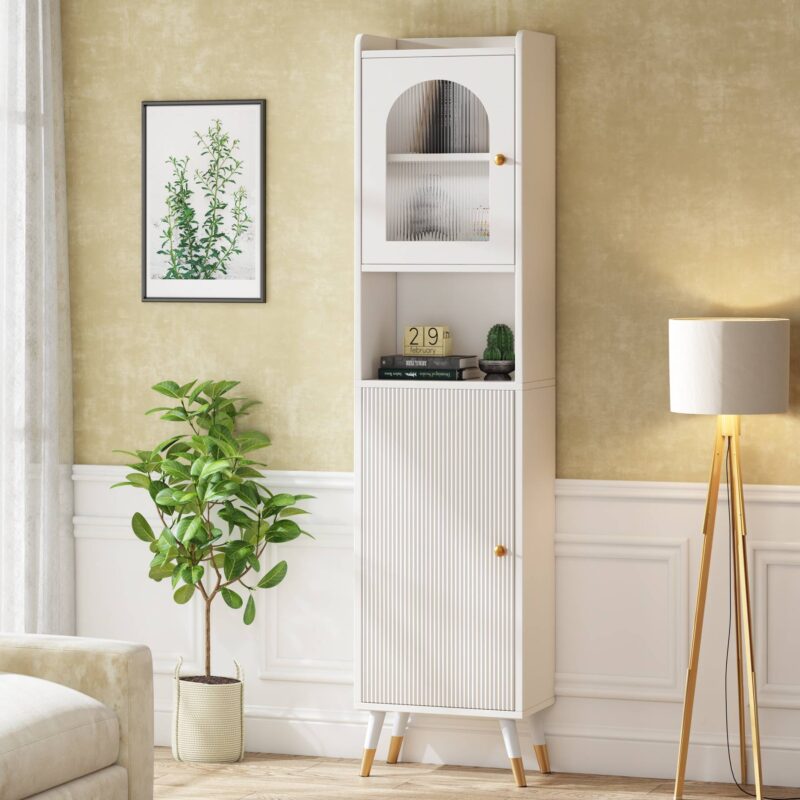 Storage Cabinet, 67’’ Bathroom Cabinet with 2 Doors and 6 Shelves