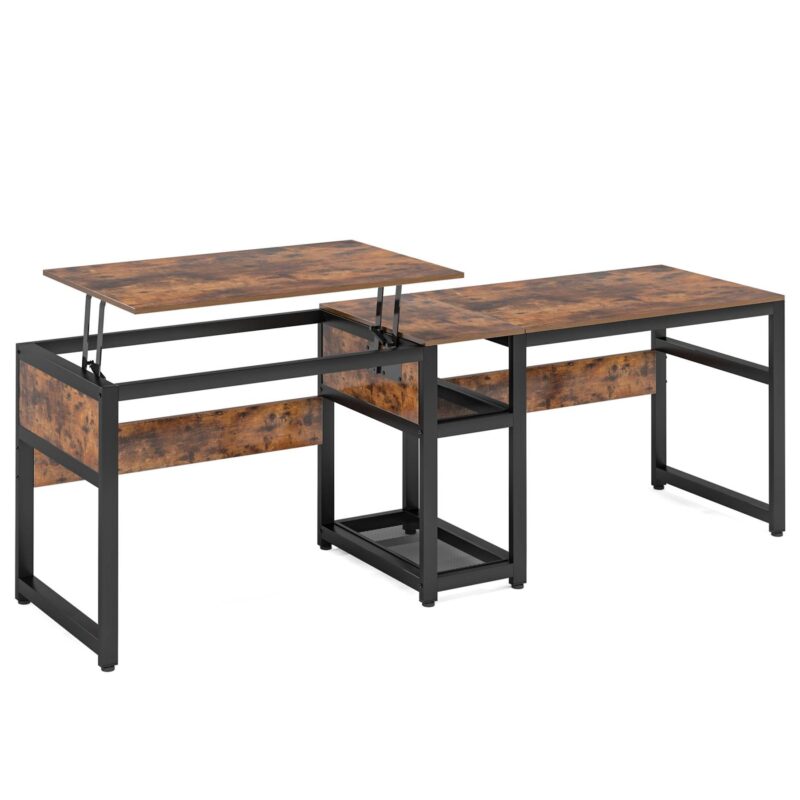 Two Person Desk, 78.8" Height Adjustable Computer Desk with Lift Top - Image 2