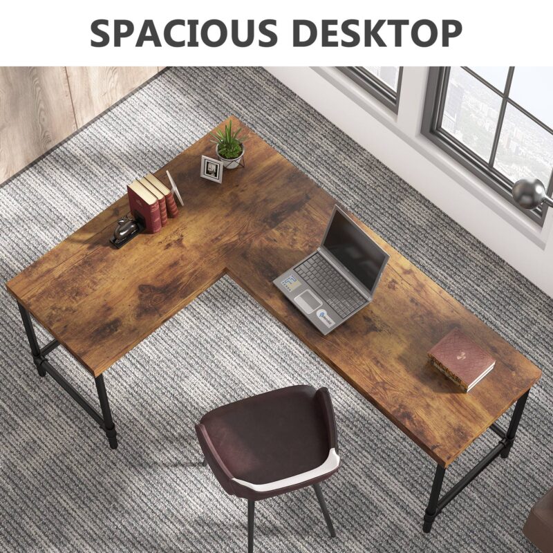 L-Shaped Desk, 67" Industrial Reversible Computer Corner Desk - Image 4