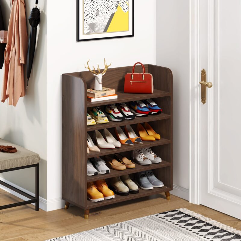 Shoe Rack, 5 Tier Freestanding Shoe Stand Storage Shelf - Image 3