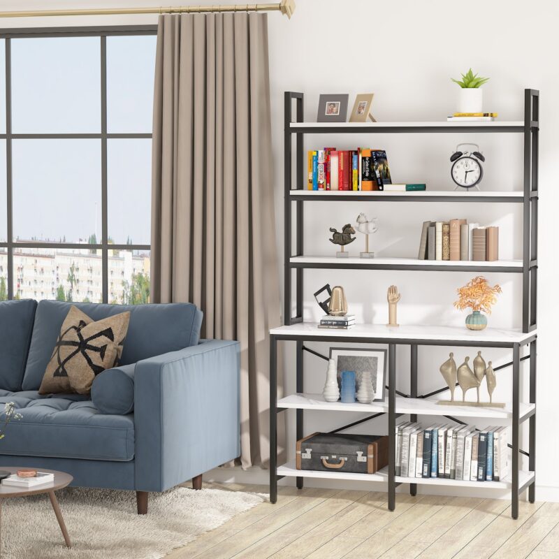 Bookshelf, 6-Tier Standing Etagere Bookcase Storage Rack - Image 5