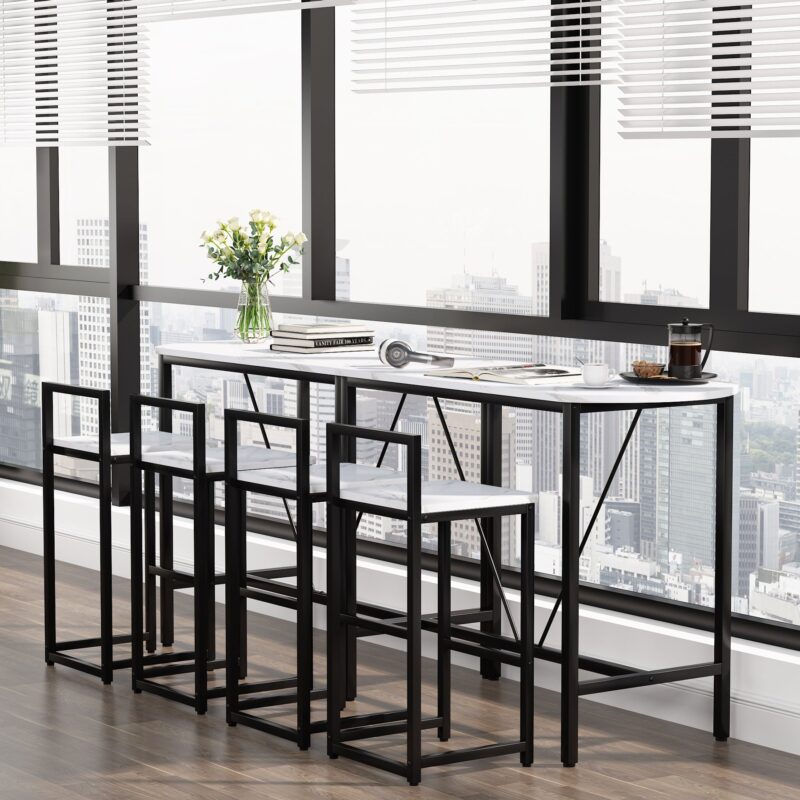 3-Piece Bar Table Set, Kitchen Pub Dining Table - Image 5