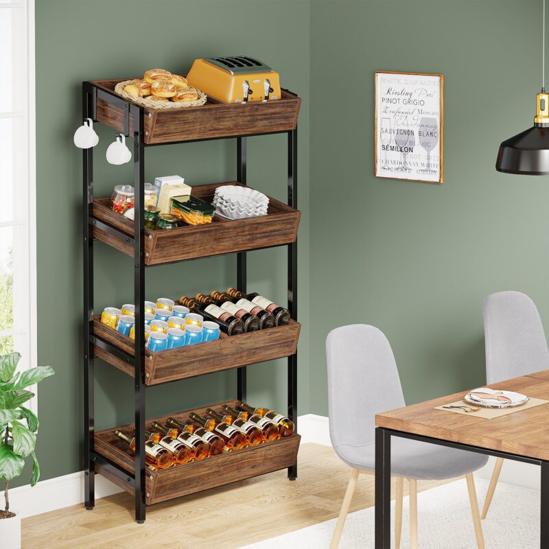 Wood Fruit Vegetable Storage Rack Stand, 4-Tier Storage Organizer - Image 4