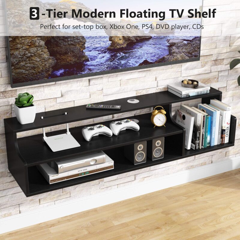 Floating TV Shelf, Modern Wall Mounted Media Console Shelf - Image 4