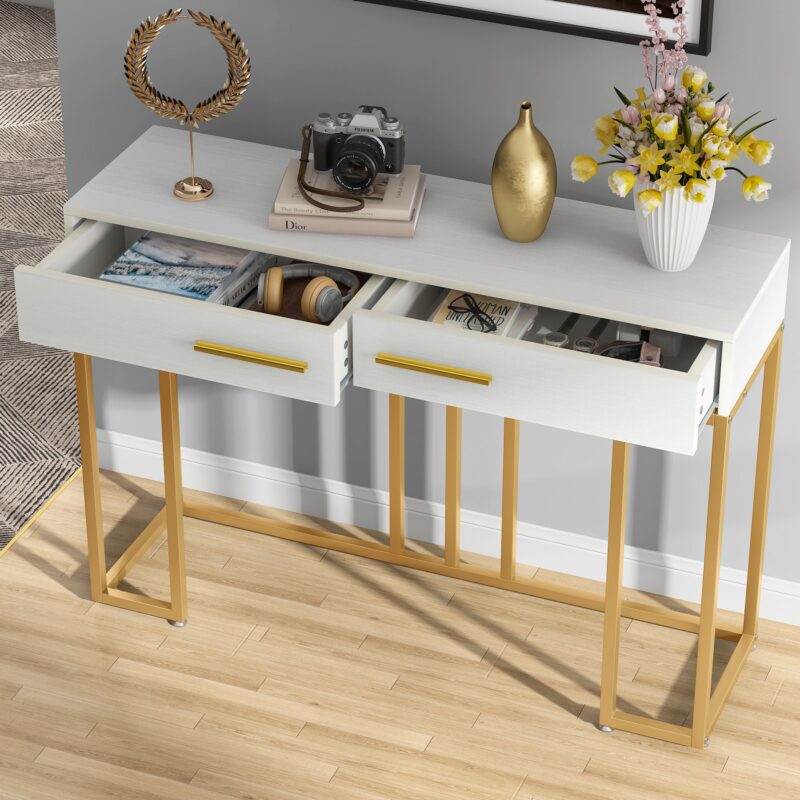 Console Table, Modern Sofa Couch Table with 2-Drawer - Image 5